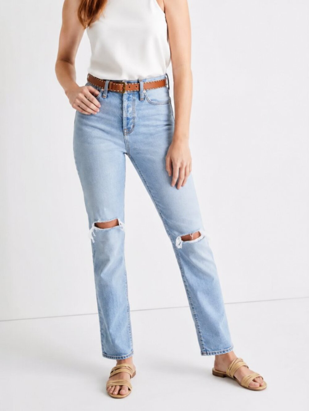 Madewell Classic Straight Jeans Hartsville Wash Size 25 Blue Distressed Denim